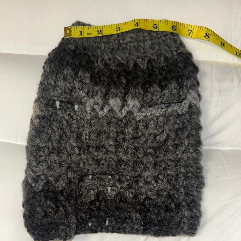 Hand Crafted Crochet dog Sweater Gray and Black - Picture 4 of 6